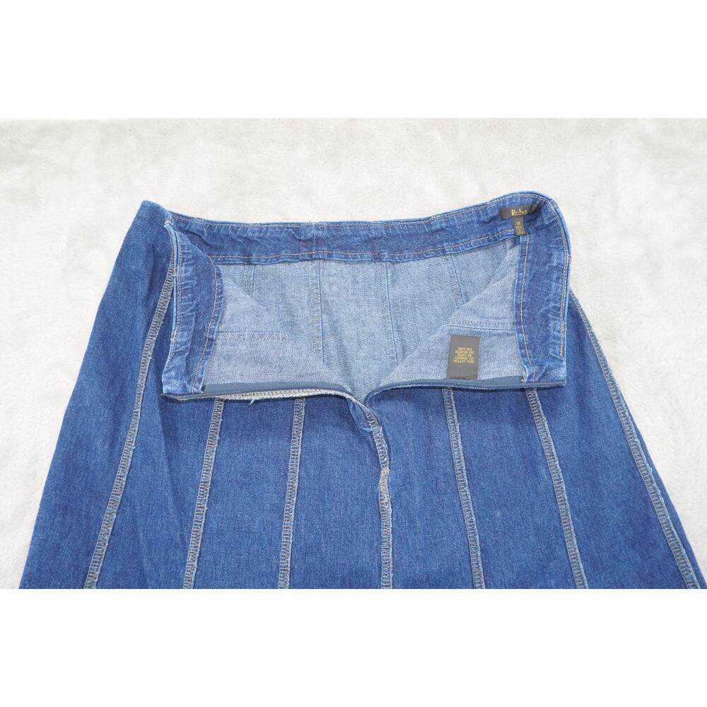 Y2K Denim Maxi Skirt Rhinestone Studded Boho Western Flare Jean Skirt Size 14 - Picture 6 of 8